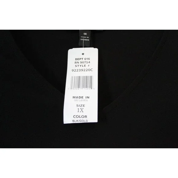 NWT MSK Bell Sleeve Shift Dress Black Gold Sleeve Women's Plus Size 1X H14730 - Picture 8 of 14